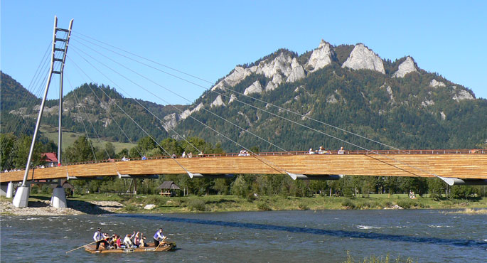 Plte Dunajec Pieniny Tri koruny Most z Červeného Kláštora do Poľska